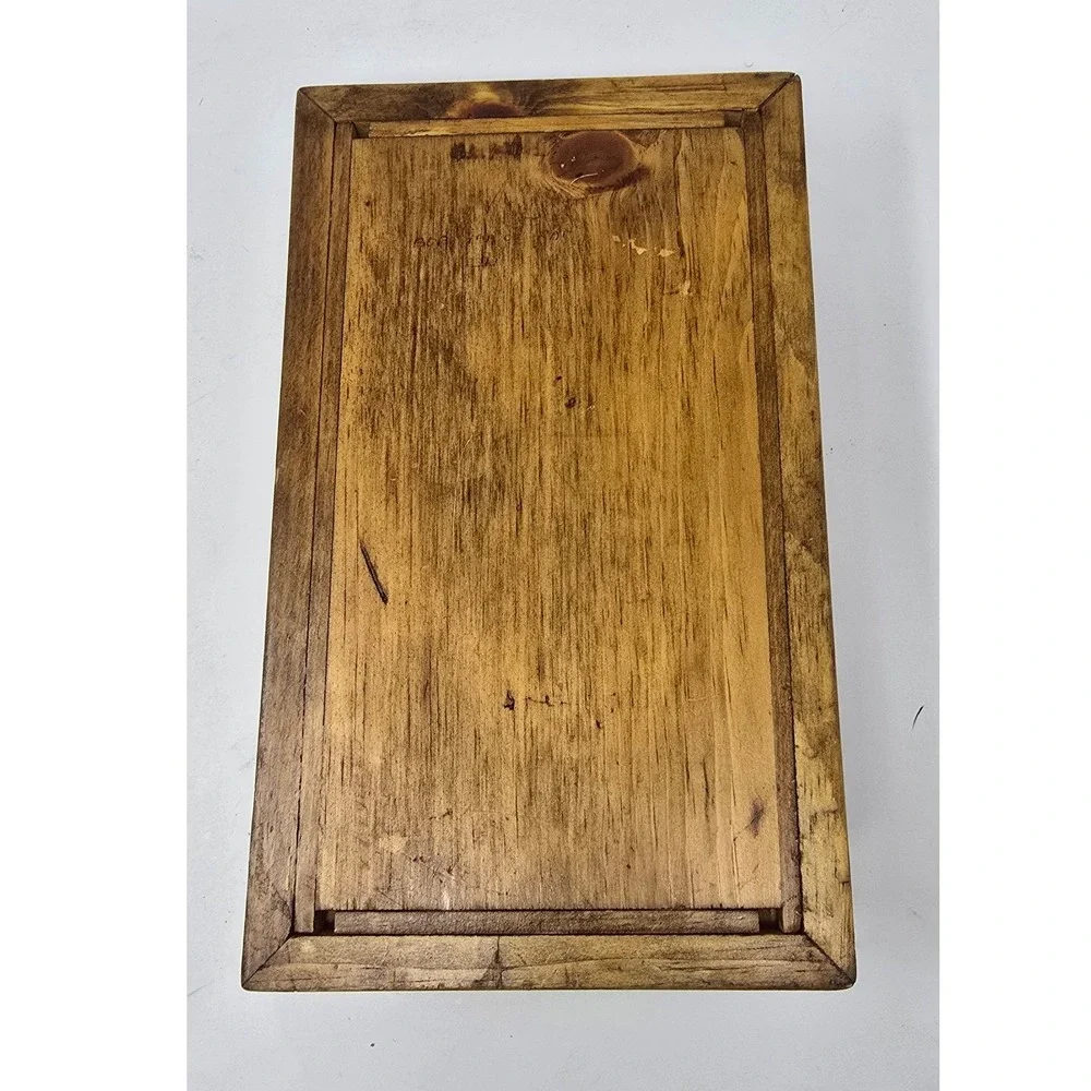 Vtg wooden casket style jewelry trinket box hinged oddity gothic dark‎ academia